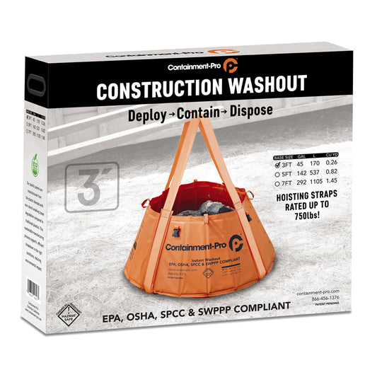 3ft Containment-Pro® Concrete Washout Basin with Hoisting Straps — EPA, OSHA & SWPPP Compliant