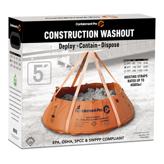 5ft Containment-Pro® Concrete Washout Basin with Hoisting Straps — EPA, OSHA & SWPPP Compliant