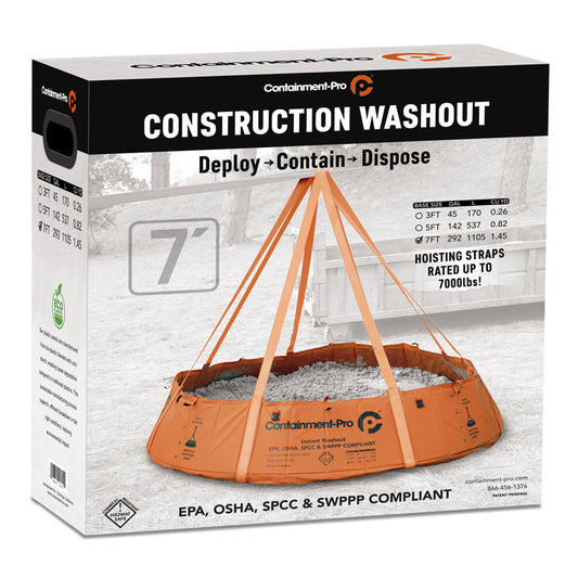 7ft Containment-Pro® Concrete Washout Basin with Hoisting Straps — EPA, OSHA & SWPPP Compliant